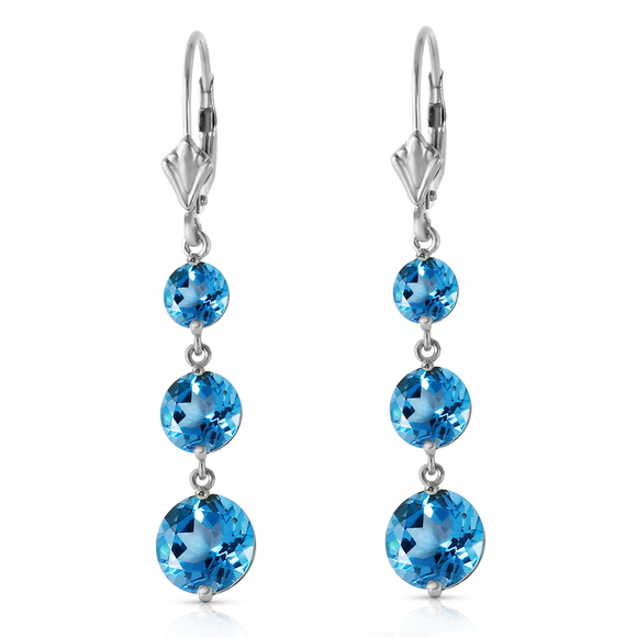 14K. SOLID GOLD CHANDELIER EARRING WITH BLUE TOPAZ (White Gold)